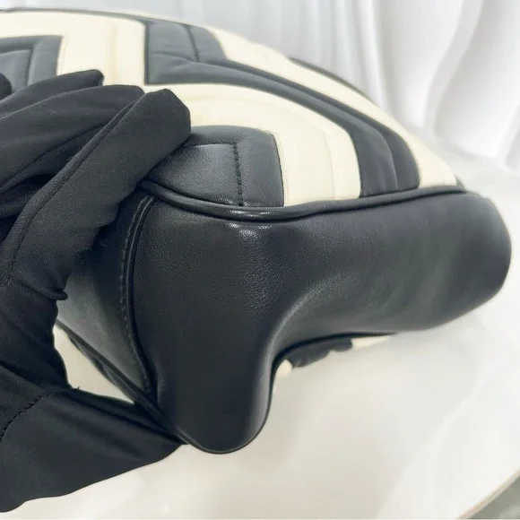Gucci Black and White Chevron Quilted Leather Shoulder Bag - Picture 9 of 14